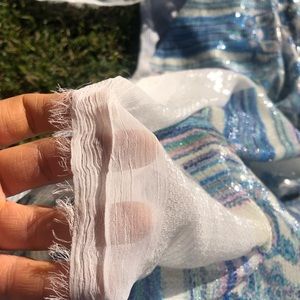 Beautiful Sequins Fabric Tapestry Hand Sewn Floral Butterflies Imported